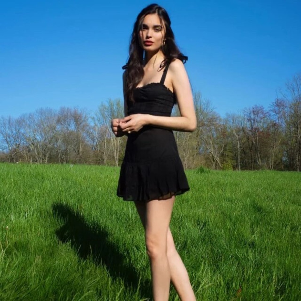 Ruffle Hem Tie Shoulder Mini dress